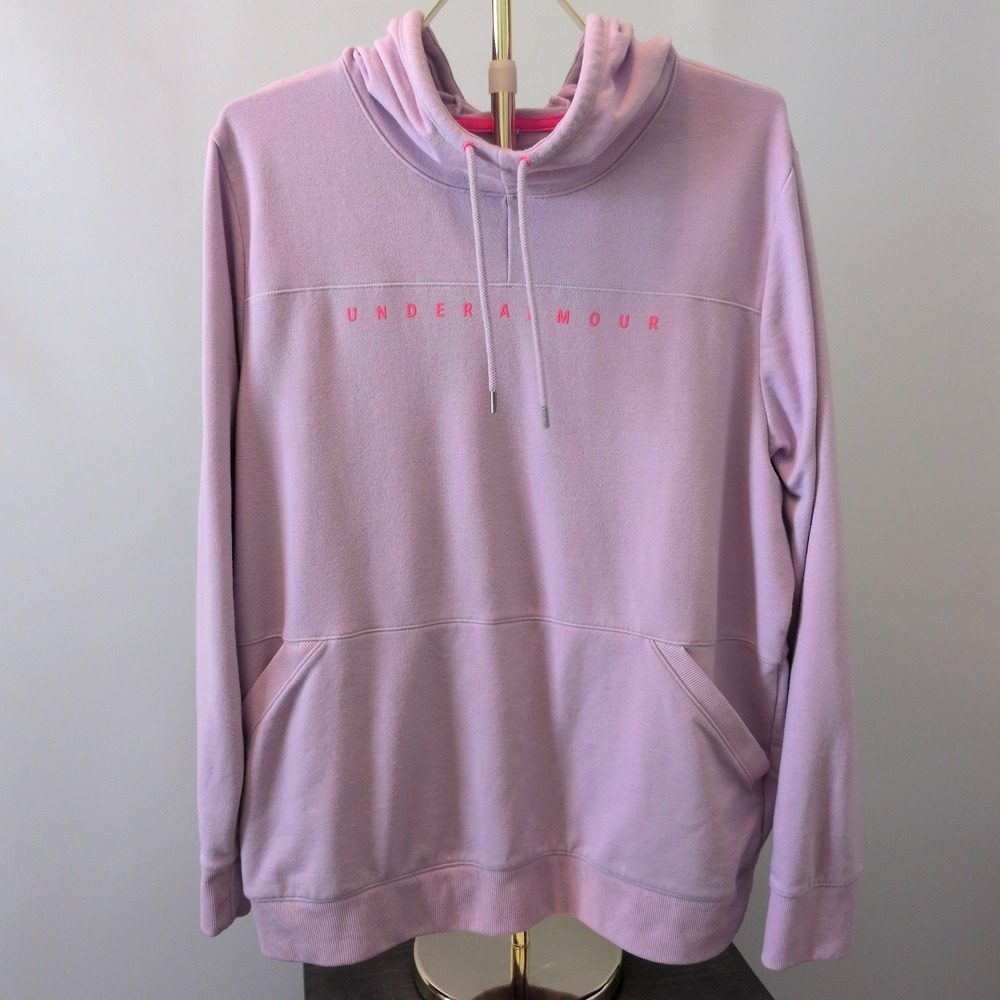 Under Armour Women Shoreline Hoodie 2XL Lavender Loose Fit Pullover Athleisure